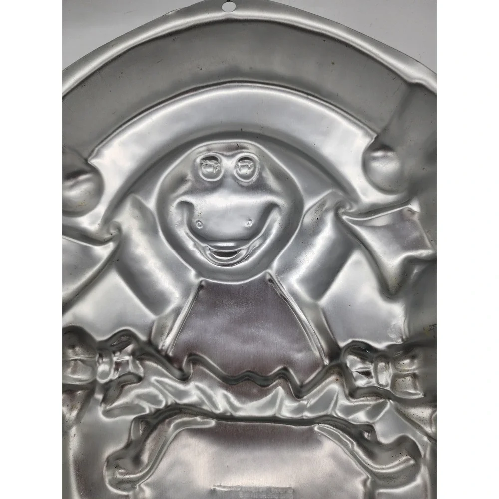 Wilton Barney the Dinosaur Cake Pan Vintage 1998 Aluminum Mold 2105-3450 Silver